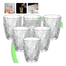 Jogo 6 Copos Diamond 300ml Vidro Grosso Diamante Luxo Transparente