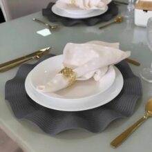 Jogo Americano 6 Peças Ondas Redondo Ondulado Premium Luxo