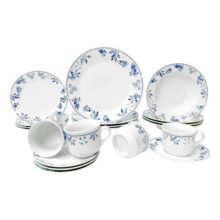 Jogo Aparelho de Jantar Mayara em Porcelana 20 Peças Cor Branco e Azul Hauskraft