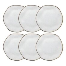 Jogo De 6 Pratos Rasos 27,5cm Oxford Ryo Maresia Cor Branco e Marrom