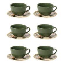 Jogo De 6 Xícaras G 200 Ml Com Pires Oxford Unni Tropicano Multicor