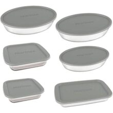 Jogo de Assadeiras Marinex, 6 Peças, Com Tampa, Vidro