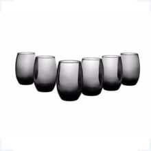 Jogo de Copos Long Drink Aruba 465ml Cinza Fumê em Vidro – Kit com 6 Peças Elegantes para Água, Suco e Drinks