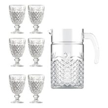 Jogo de Jarra 1.2l Com 6 Taças 200ml Diamond, Transparente – Casambiente