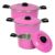 Jogo De Panela Caçarola Rosa Com Tampa 3 Peças N16 18 20