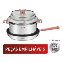 Jogo De Panelas 4 Peças Tefal Opti’space Inox Fundo Triplo