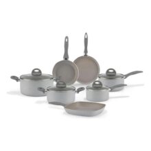 Jogo De Panelas 7 Peças Ceramic Life Marble Blend Brinox Cor Cinza