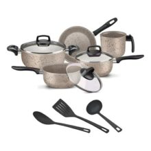 Jogo De Panelas 8 Peças Teflon Antiaderente Tampa De Vidro