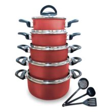 Jogo De Panelas Antiaderentes Antiaderente 05 Peças Cereja