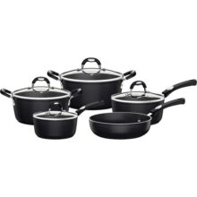 Jogo de Panelas de Alumínio com Revestimento Interno de Antiaderente 5 Peças Tramontina Mônaco Preto