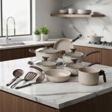 Jogo De Panelas De Cozinha Teflon 10 Peças Bianco Premium