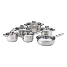 Jogo De Panelas Galya 12 Peças Aço Inoxidável Compatível Indução Gás Fundo Triplo Com Tampa