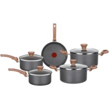 Jogo de Panelas Rochedo Natural Stone 5 peças, Cinza com Efeito Pedra, Antiaderente Minerium, Thermo-Sinal, Alta Espessura de 2mm e Cozimento Homogêneo