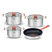 Jogo De Panelas Tefal Opti’space 4 Peças Inox E Fundo Triplo Inox
