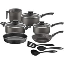 Jogo de Panelas Tramontina Paris em Alumínio com Revestimento Interno e Externo Antiaderente Starflon Max Chumbo 9 Peças