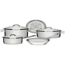 Jogo de Panelas Tramontina Solar em Aço Inox com Fundo Triplo e Tampas de Inox 5 Peças