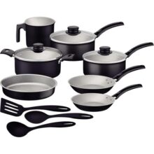 Jogo de Panelas Tramontina Turim em Alumínio com Revestimento Interno e Externo em Antiaderente Starflon Max Preto 10 Peças