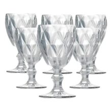 Jogo De Taças Diamante De Vidro 6 Peças 340ml Água Suco
