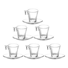 Jogo De Xícaras Café Com Pires Napoli 12 Peças Vidro 80ml