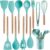 Jogo Kit Com 12 Peças Utensílios De Cozinha Colheres Espatulas Pegador Silicone Copo Suporte