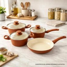 Jogo Panelas 4 Peças De Indução Cerâmica Antiaderente Terracota – Jhamba