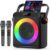 JYX Karaokê com 2 Microfones Sem Fio para Adultos e Crianças, Karaoke Portatil com Luzes de RGB DJ, Suporte para BT/TF/USB/AUX, Ajuste do ECHO/BASS, Para Festas Internas e Externas