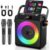 JYX Karaokê com 2 Microfones Sem Fio para Adultos e Crianças, Karaoke Portatil com Luzes de RGB DJ, Suporte para BT/TF/USB/AUX, Ajuste do ECHO/BASS, Para Festas Internas e Externas