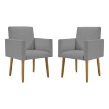 Kit 02 Poltronas Decorativa Sala Oferta Tecido Linho