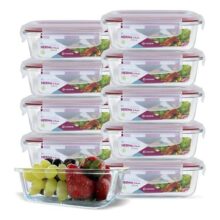 Kit 10 Potes Vidro Hermético com Tampa 370ml Cor Vermelho U4home