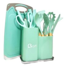 Kit 19 Utensílios De Silicone Cozinha Rosa/verde/preto/cinza
