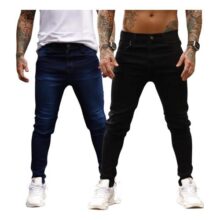 Kit 2 Calça Jeans Masculina Preta Azul Direto Fabrica Slim
