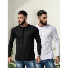 Kit 2 Camisetas Masculinas Manga Longa Algodão Premium