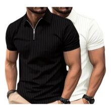 Kit 2 Camisetas Polo Manga Curta Ziper Masculina Canelada