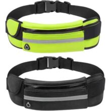 Kit 2 Pochetes Corrida Impermeável Fitness Esportiva Academia Bike Bolsa De Cintura Para Smartphone 0057 (Preto + Azul Claro)