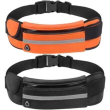 Kit 2 Pochetes Corrida Impermeável Fitness Esportiva Academia Bike Bolsa De Cintura Para Smartphone 0057 (Preto + Azul Claro)