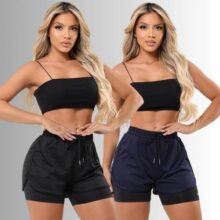 Kit 2 Short Duplo Compreensão Fitness Bermuda Feminino