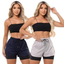 Kit 2 Short Duplo Compreensão Fitness Bermuda Feminino