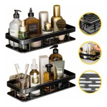 Kit 2 Suporte Porta Shampoo Sabonete Banheiro Adesivo Parede Preto