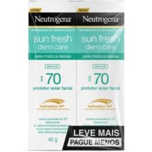 Kit 2 Unidades – Protetor Solar Facial Para Pele Oleosa Derm Care Neutrogena Sun Fresh FPS 70 – Sem Cor – 2