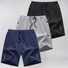 Kit 3 Bermuda Masculina Esportiva Secagem Rápida Ziper Bolso, Tamanhos P Ou M