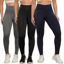 Kit 3 Calça Legging Feminina Cintura Alta Costura Reforçada