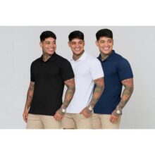 Kit 3 Camisas Masculinas Polo Piquet Casual Alta Qualidade