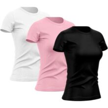 Kit 3 Camisetas Feminina Dry Básica Lisa Proteção Solar UV Térmica Camisa Blusa