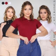 Kit 3 Camisetas Feminina Gola Polo Pra Uniforme De Trabalho