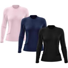 Kit 3 Camisetas Feminina Manga Longa Proteção Solar UV 50
