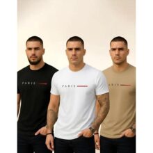 Kit 3 Camisetas Paris Masculinas Luxo Camisa Algodão Premium
