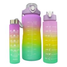 Kit 3 Garrafas Plásticas 2 L 900ml 300ml Cores Sortidas