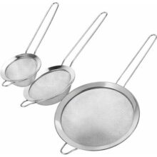 Kit 3 Peneiras Inox Luxo Trama Fina 10cm 12cm 16cm Utensílio para Cozinha e Confeitaria
