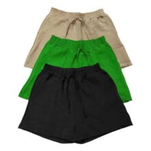 Kit 3 Shorts Feminino Basico Cintura Alta Confortável