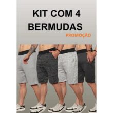 Kit 4 Bermudas Masculinas Moletom Academia Casual
